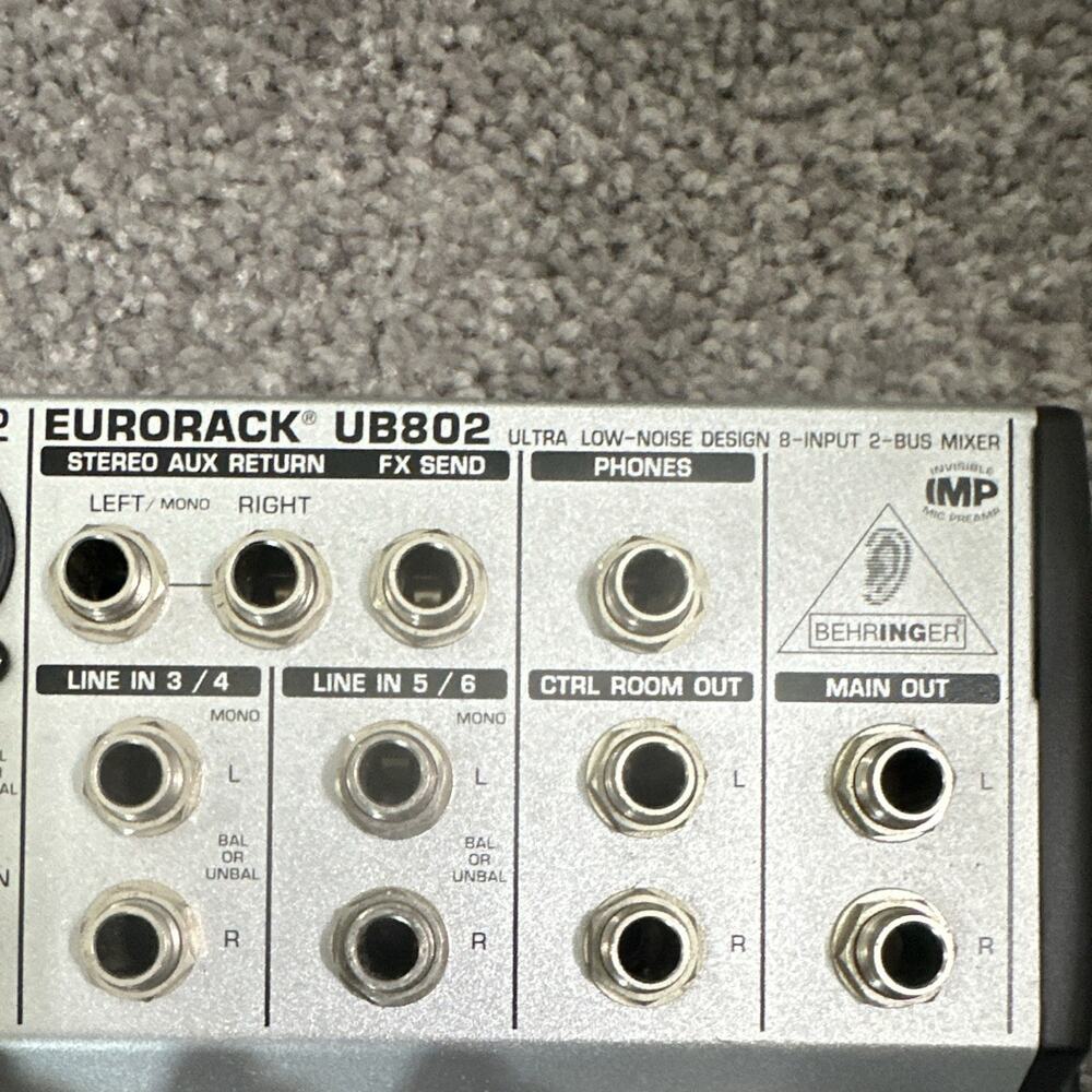 Behringer Eurorack UB802 8-Channel 2-Bus Analog Mixer Phantom W/ PWR CORD